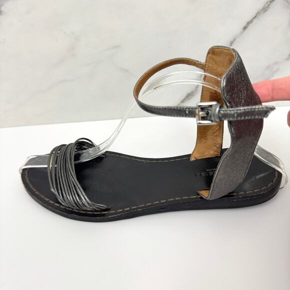 Coach Womens Melynda Sandals Size 7 Leather Strappy Metallic Summer Silver Gray - Picture 4 of 12